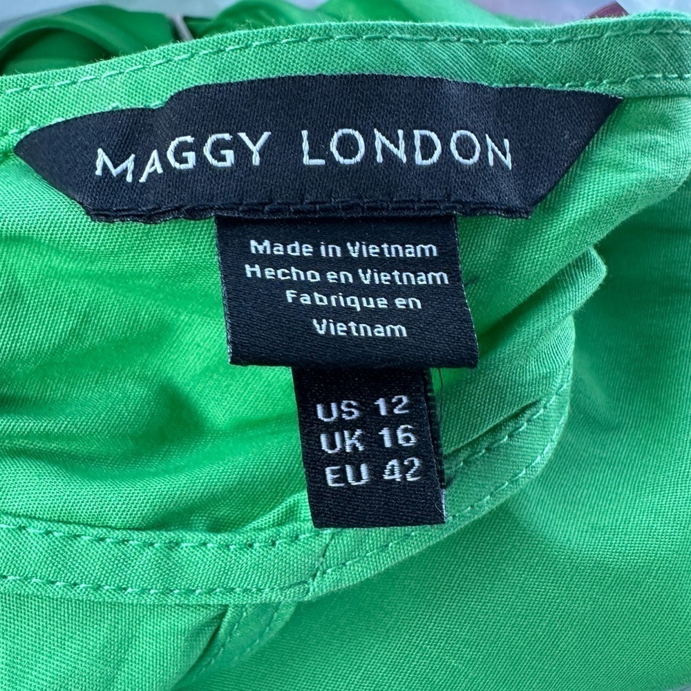 Maggy London Halter Neck Stretch Cotton Midi Dress Vibrant Green Size 12 NWT - Picture 9 of 10